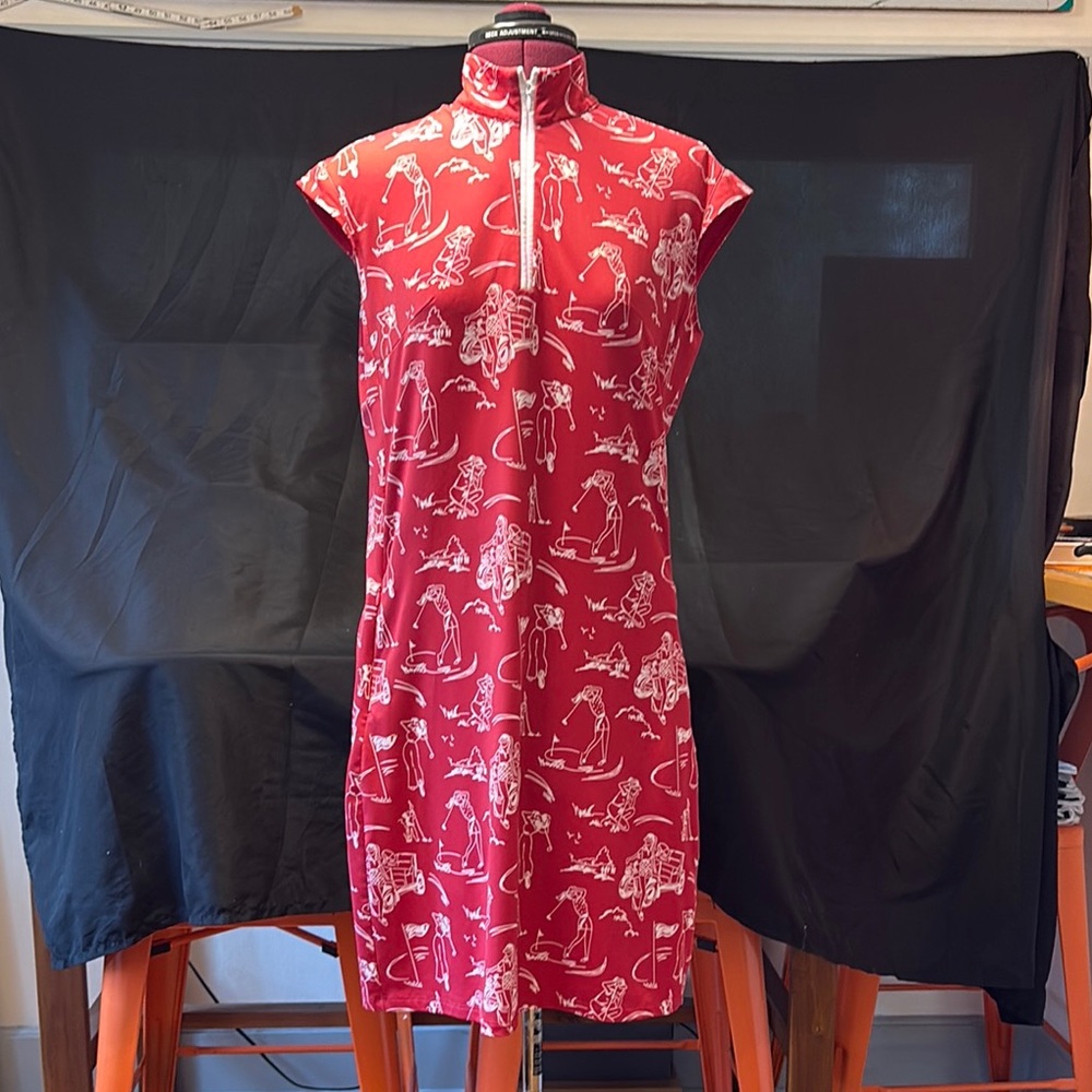 Red SanSoleil Patterned Women's Golf Dress
